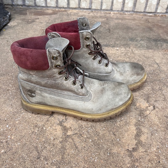 Red And Gray Timbs - Picture 1 of 4
